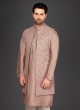 Sequins Work Nehru Jacket Set In Onion Pink Color